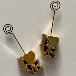 Gold LOVE Photo or place card Holder Stand Frame Set of 2